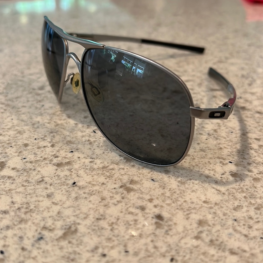 Silver Oakley Plantiff sunglasses